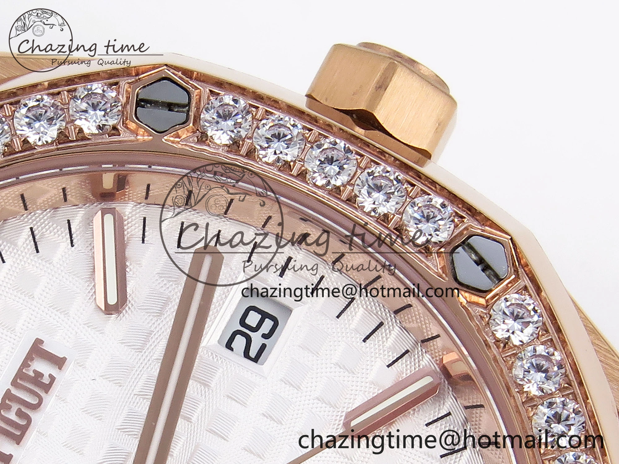 SmartChoice ROYAL OAK 34MM RG BF BEST EDITION WHITE DIAL DIAMONDS BEZEL ON RG BRACELET A 4523