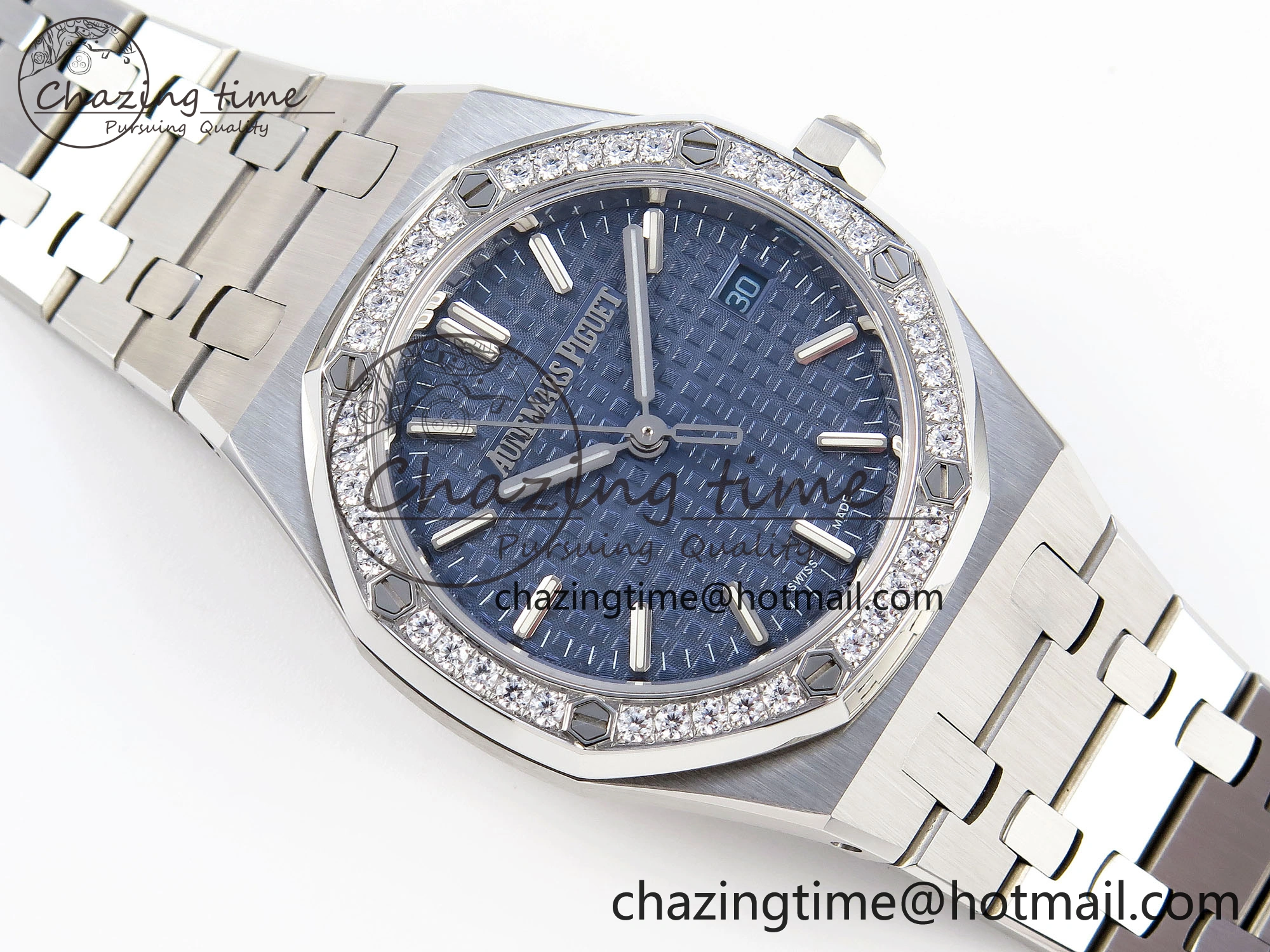 ROYAL OAK 34MM SS BF BEST EDITION BLUE DIAL DIAMONDS BEZEL ON SS BRACELET A Effortless 10103
