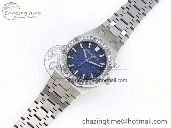 Tailored ROYAL OAK 34MM SS BF BEST EDITION BLUE DIAMONDS DIAL DIAMONDS BEZEL ON SS BRACELET A 4521