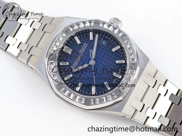 Tailored ROYAL OAK 34MM SS BF BEST EDITION BLUE DIAMONDS DIAL DIAMONDS BEZEL ON SS BRACELET A 4521