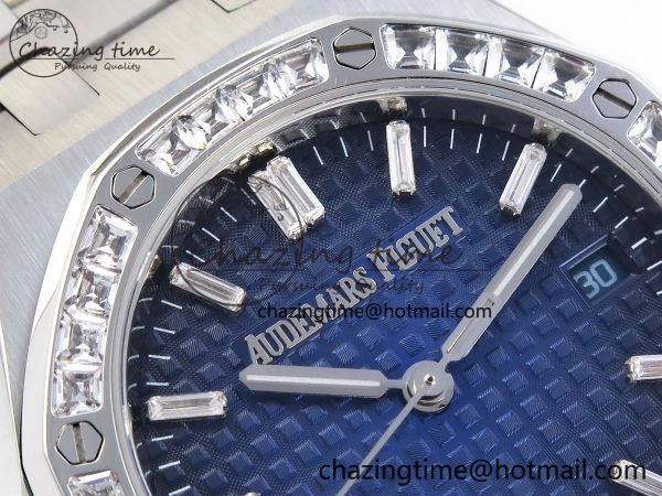 Tailored ROYAL OAK 34MM SS BF BEST EDITION BLUE DIAMONDS DIAL DIAMONDS BEZEL ON SS BRACELET A 4521