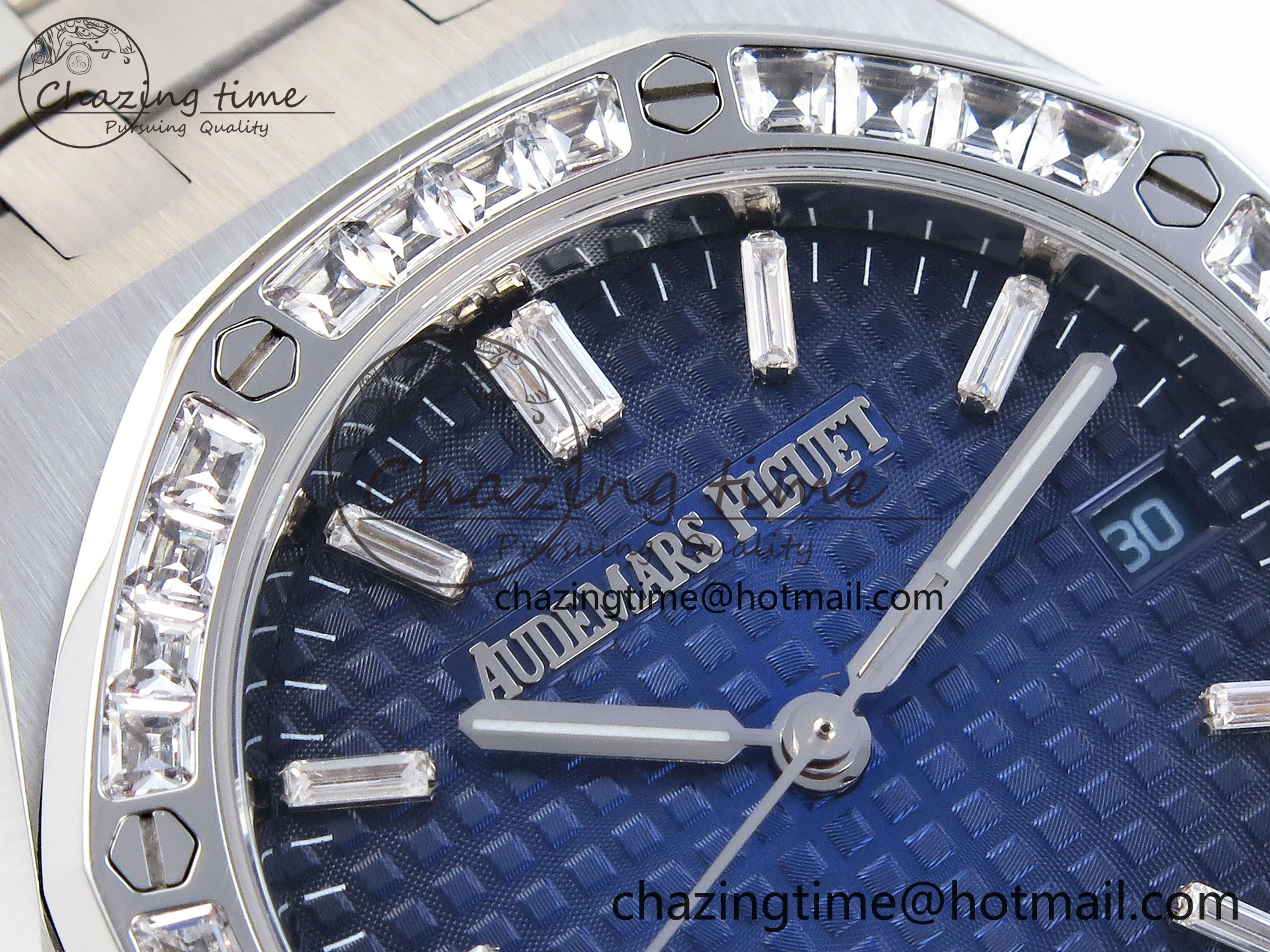 Tailored ROYAL OAK 34MM SS BF BEST EDITION BLUE DIAMONDS DIAL DIAMONDS BEZEL ON SS BRACELET A 4521