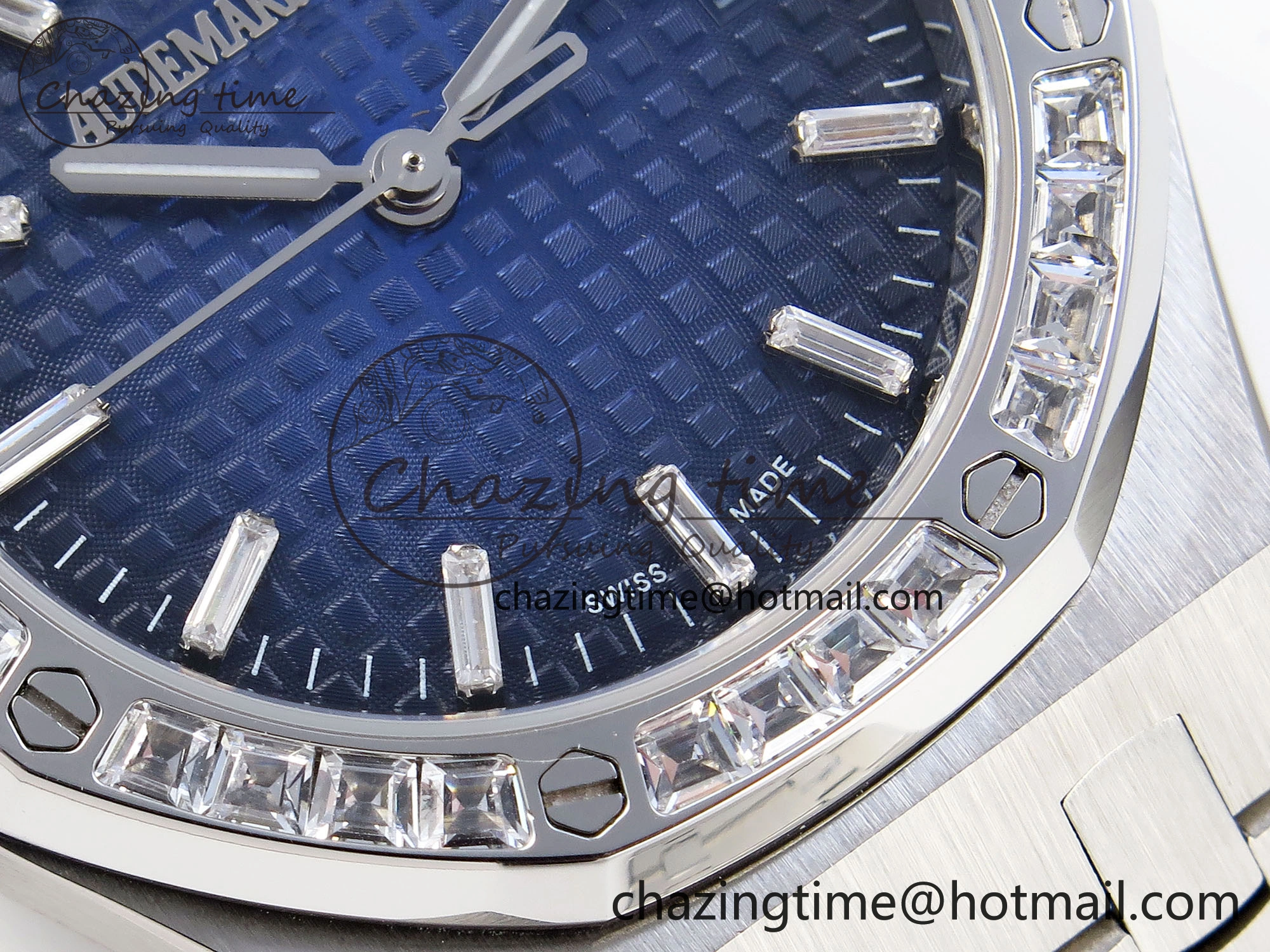 Tailored ROYAL OAK 34MM SS BF BEST EDITION BLUE DIAMONDS DIAL DIAMONDS BEZEL ON SS BRACELET A 4521