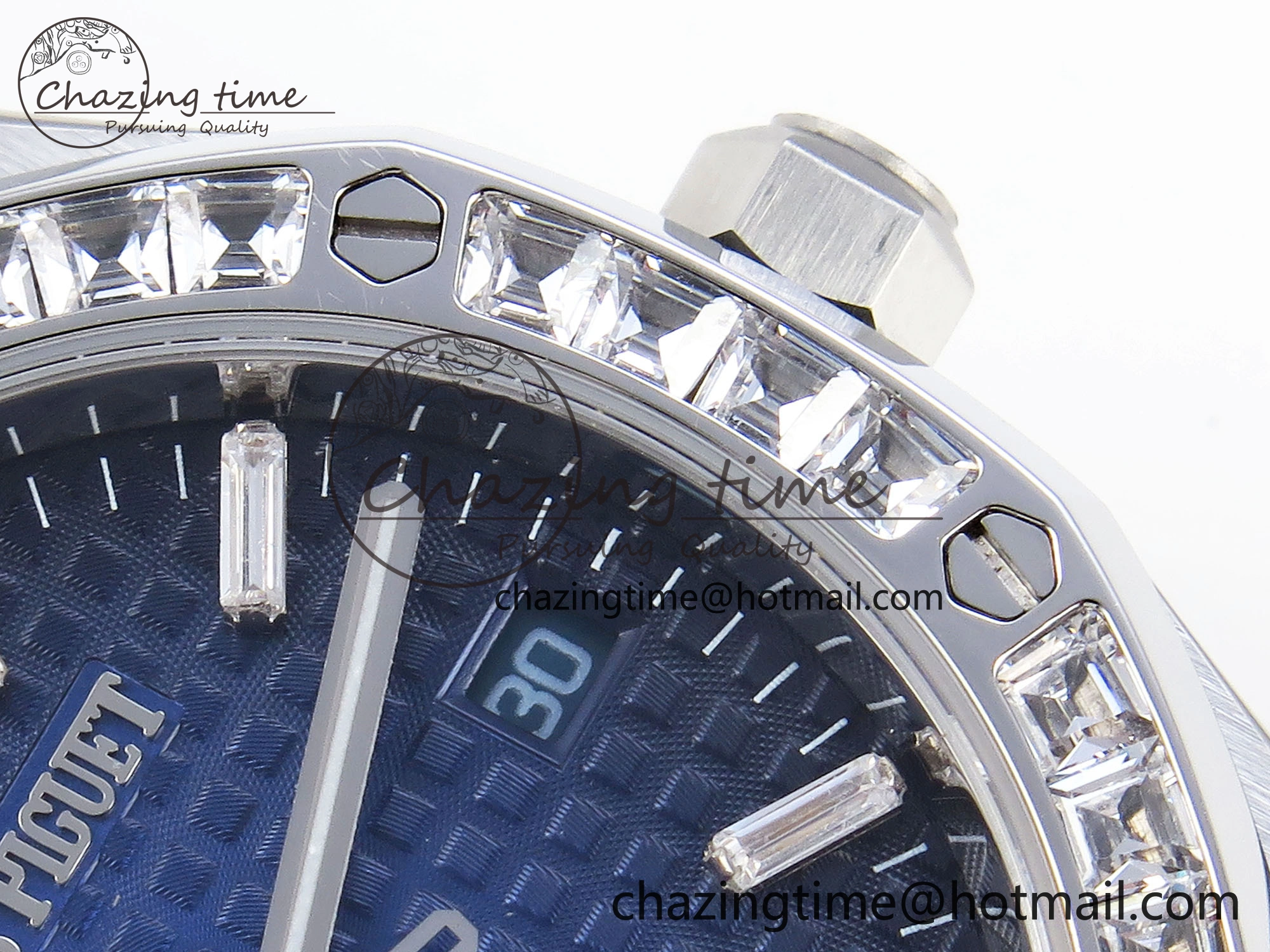 Tailored ROYAL OAK 34MM SS BF BEST EDITION BLUE DIAMONDS DIAL DIAMONDS BEZEL ON SS BRACELET A 4521