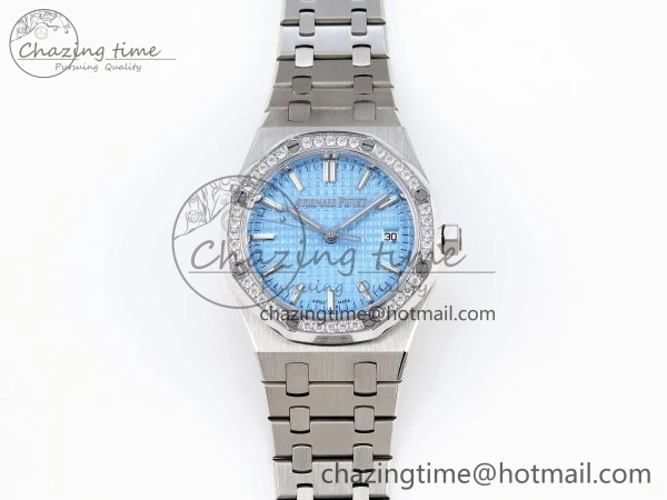 EasyMatch ROYAL OAK 34MM SS BF BEST EDITION ICE BLUE DIAL DIAMONDS BEZEL ON SS BRACELET A 4516