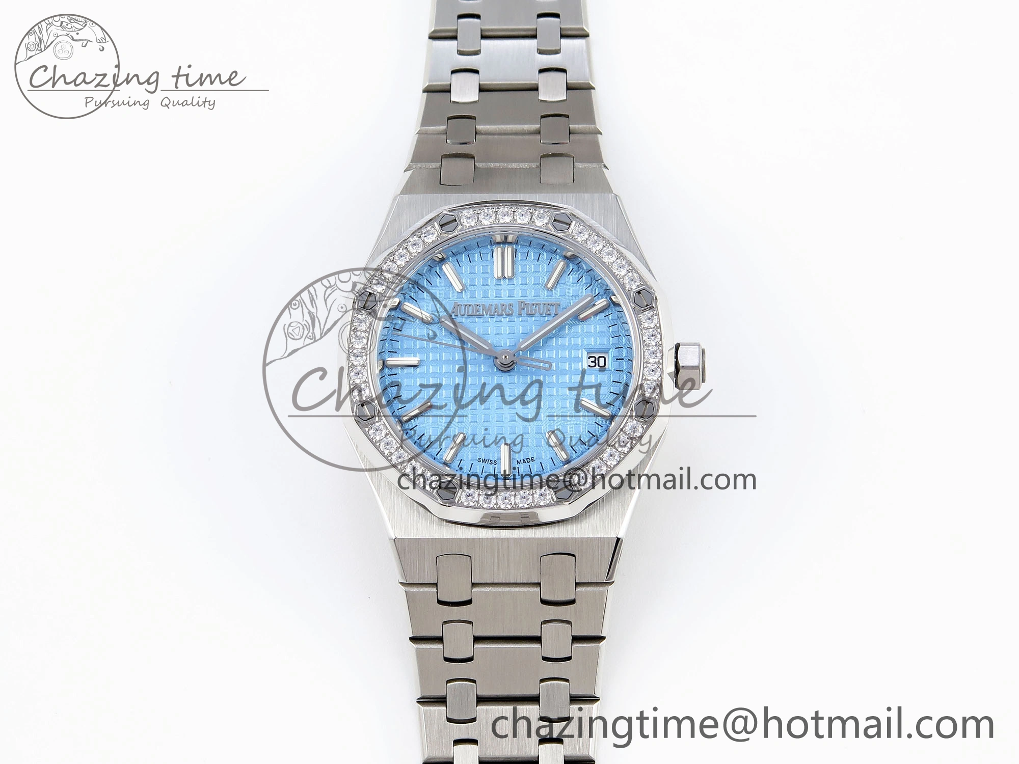 EasyMatch ROYAL OAK 34MM SS BF BEST EDITION ICE BLUE DIAL DIAMONDS BEZEL ON SS BRACELET A 4516