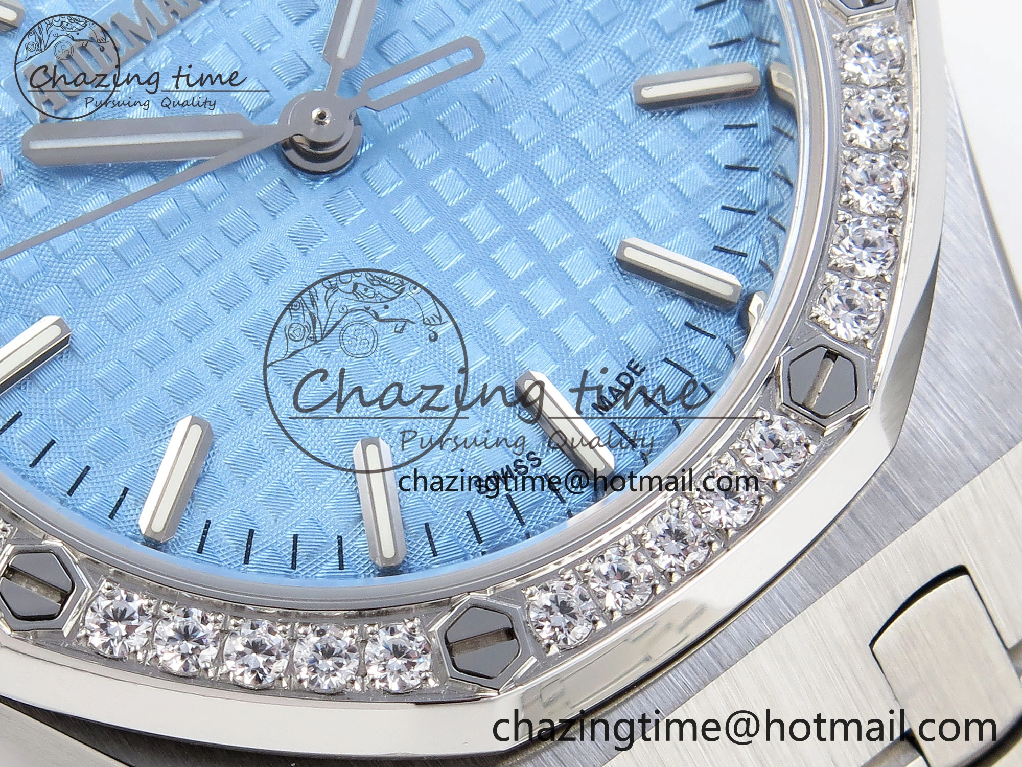 EasyMatch ROYAL OAK 34MM SS BF BEST EDITION ICE BLUE DIAL DIAMONDS BEZEL ON SS BRACELET A 4516