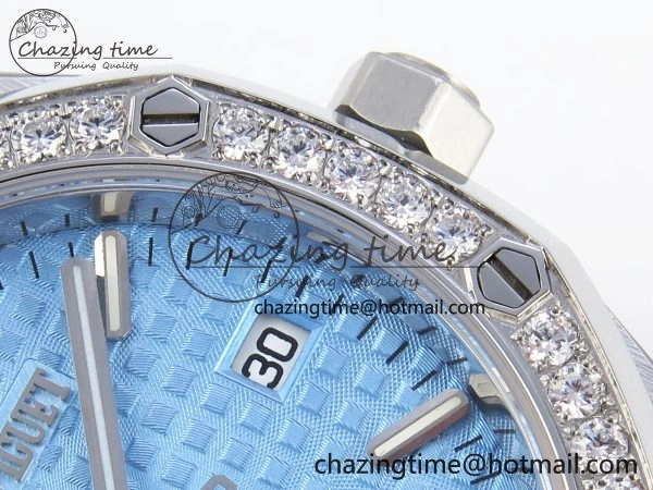 EasyMatch ROYAL OAK 34MM SS BF BEST EDITION ICE BLUE DIAL DIAMONDS BEZEL ON SS BRACELET A 4516
