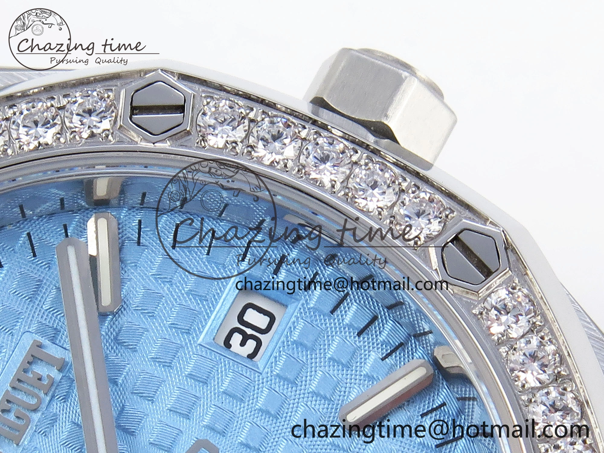 EasyMatch ROYAL OAK 34MM SS BF BEST EDITION ICE BLUE DIAL DIAMONDS BEZEL ON SS BRACELET A 4516