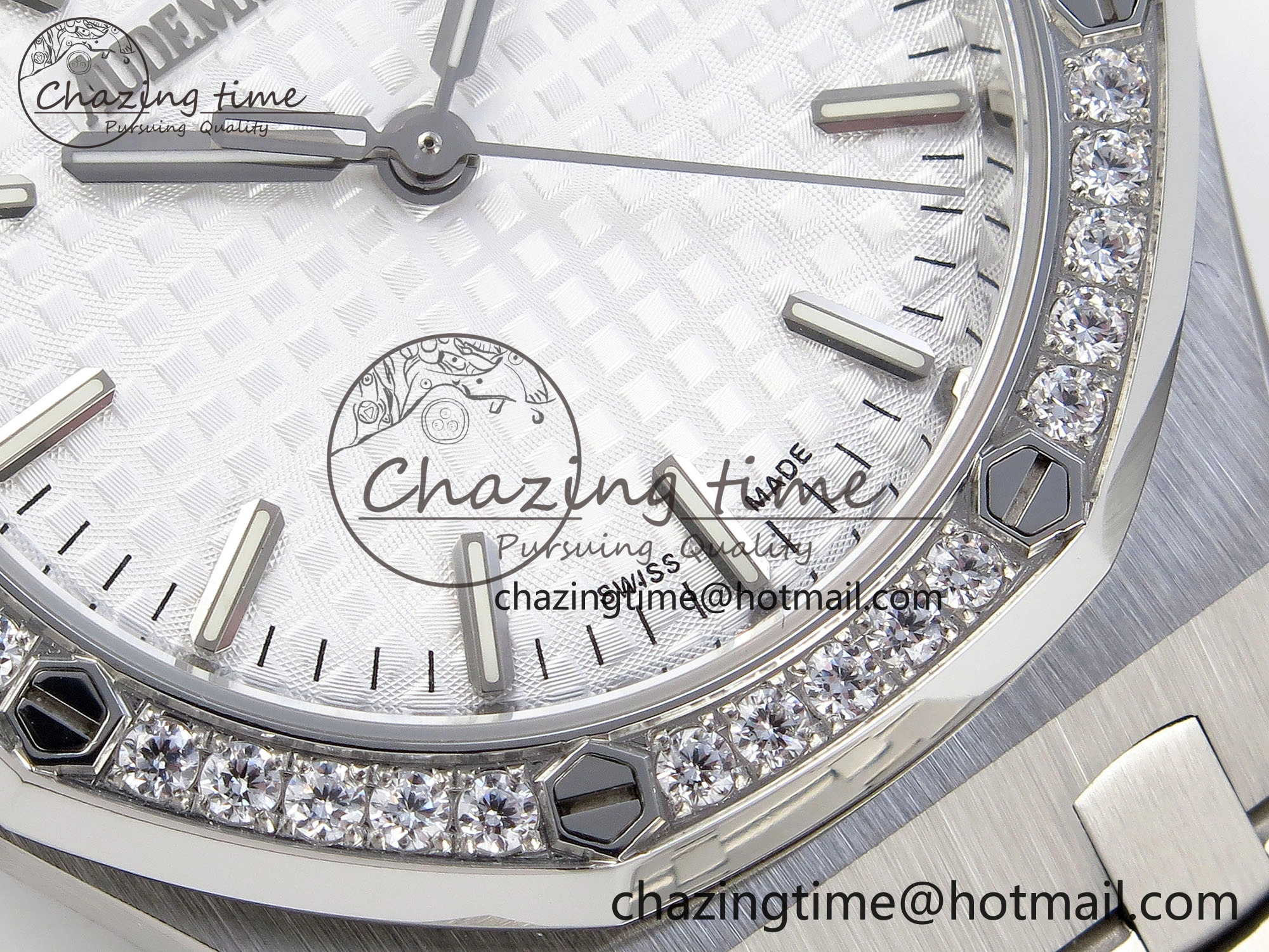 ROYAL OAK 34MM SS BF BEST EDITION WHITE DIAL DIAMONDS BEZEL ON SS BRACELET A SunProtective 10107