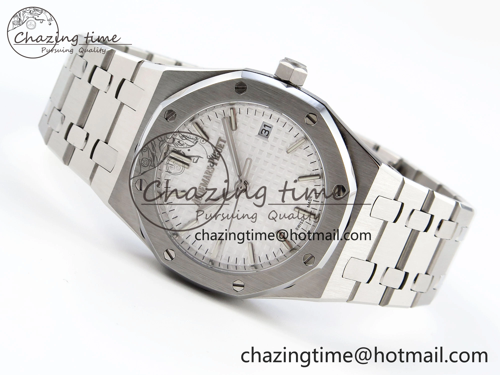 Stylish ROYAL OAK 34MM SS BF BEST EDITION WHITE DIAL ON SS BRACELET A 10100