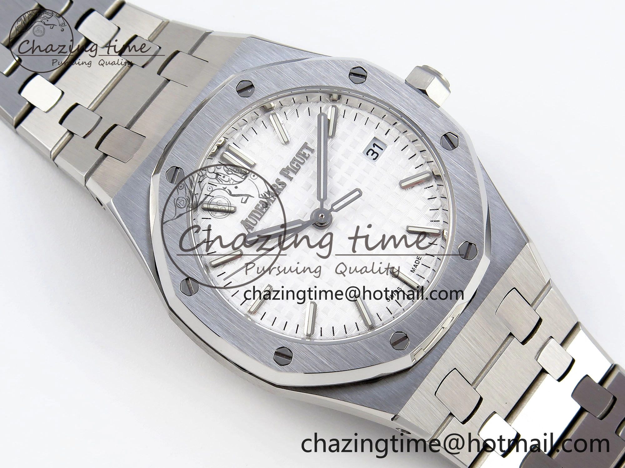 Stylish ROYAL OAK 34MM SS BF BEST EDITION WHITE DIAL ON SS BRACELET A 10100