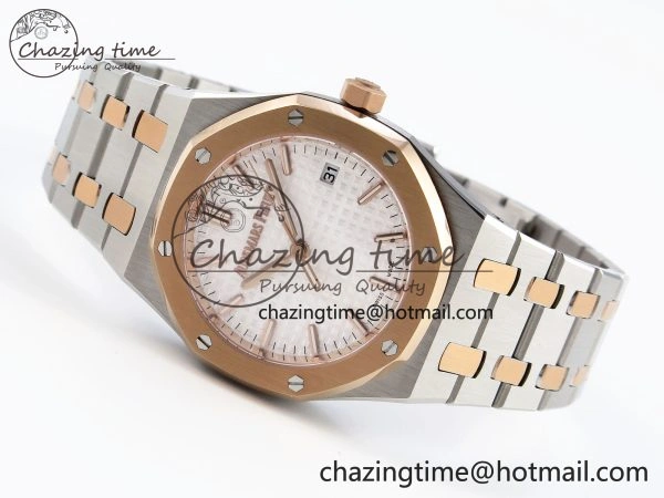 Breathable ROYAL OAK 34MM SS RG BF BEST EDITION WHITE DIAL ON SS RG BRACELET A 10108