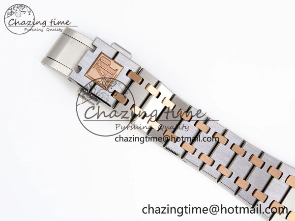 Breathable ROYAL OAK 34MM SS RG BF BEST EDITION WHITE DIAL ON SS RG BRACELET A 10108
