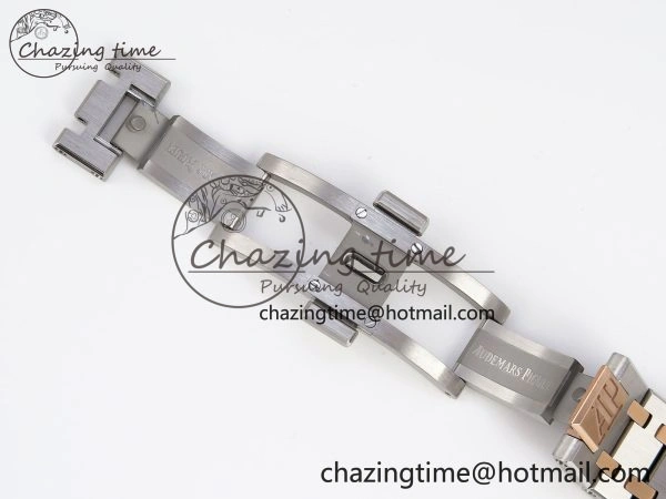 Breathable ROYAL OAK 34MM SS RG BF BEST EDITION WHITE DIAL ON SS RG BRACELET A 10108