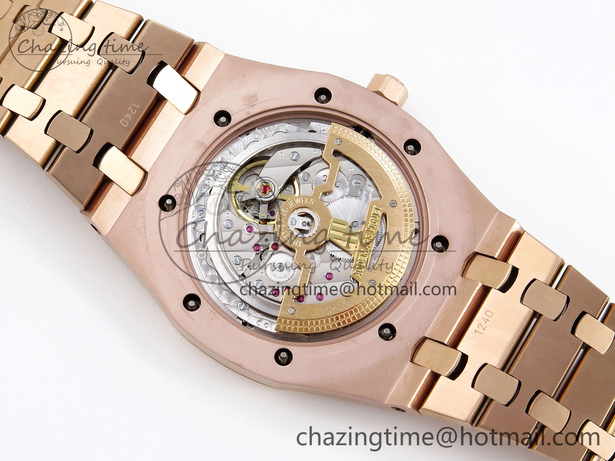 ZeroBulk ROYAL OAK 39MM 15202 RG IPF 1:1 BEST EDITION BLACK DIAMONDS DIAL ON RG BRACELET A 4501