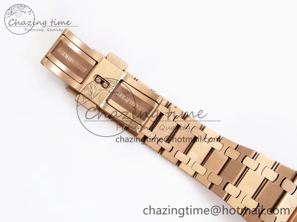ZeroBulk ROYAL OAK 39MM 15202 RG IPF 1:1 BEST EDITION BLACK DIAMONDS DIAL ON RG BRACELET A 4501