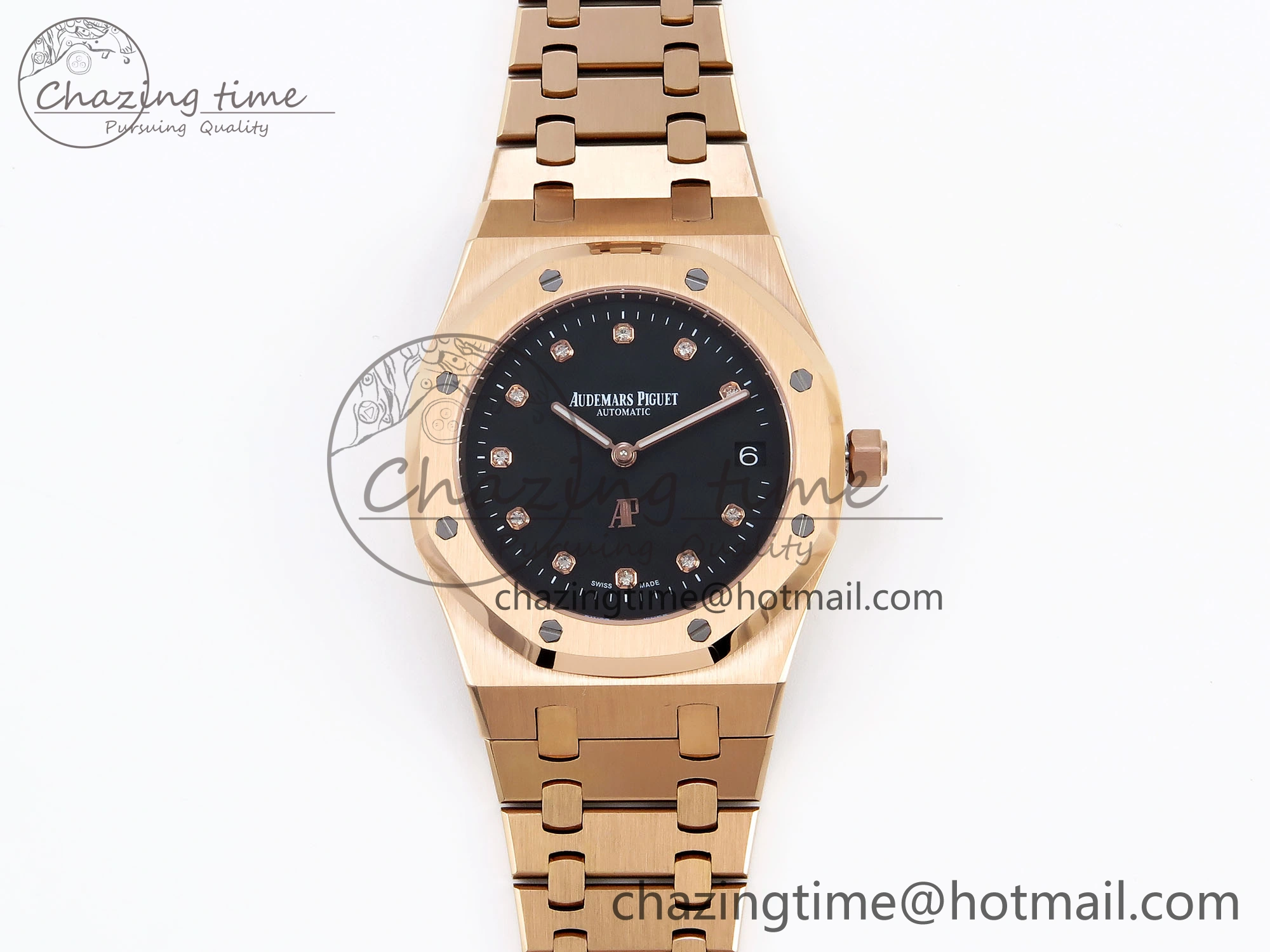 ZeroBulk ROYAL OAK 39MM 15202 RG IPF 1:1 BEST EDITION BLACK DIAMONDS DIAL ON RG BRACELET A 4501