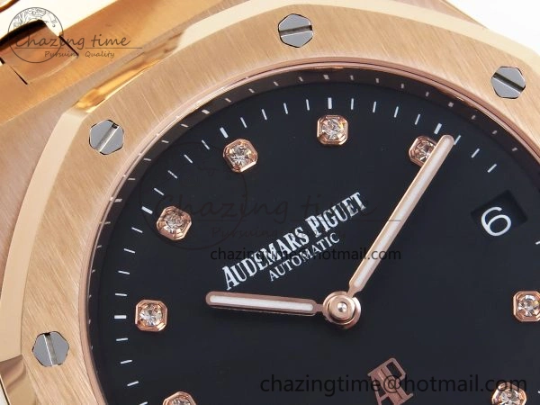 ZeroBulk ROYAL OAK 39MM 15202 RG IPF 1:1 BEST EDITION BLACK DIAMONDS DIAL ON RG BRACELET A 4501