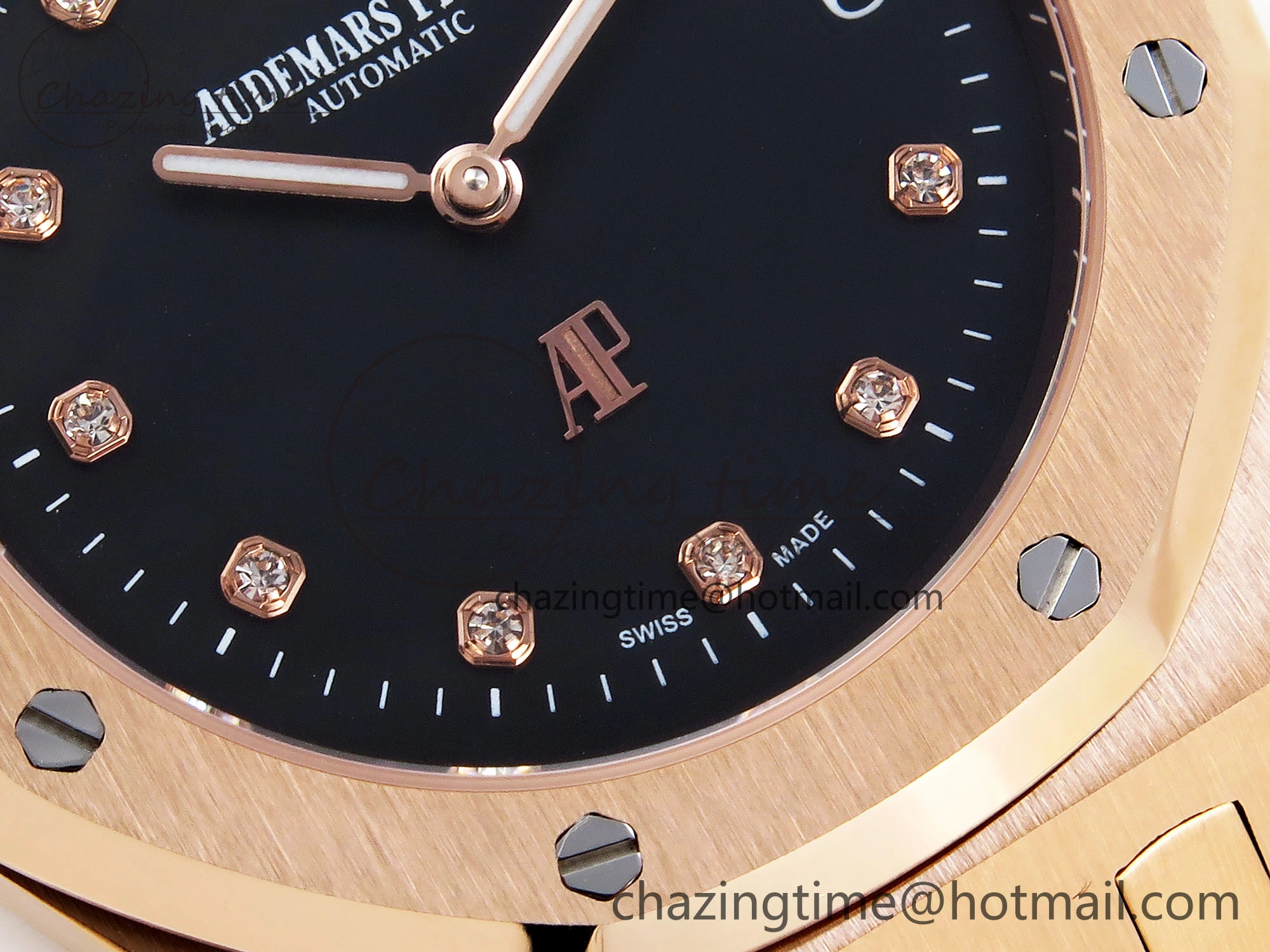 ZeroBulk ROYAL OAK 39MM 15202 RG IPF 1:1 BEST EDITION BLACK DIAMONDS DIAL ON RG BRACELET A 4501