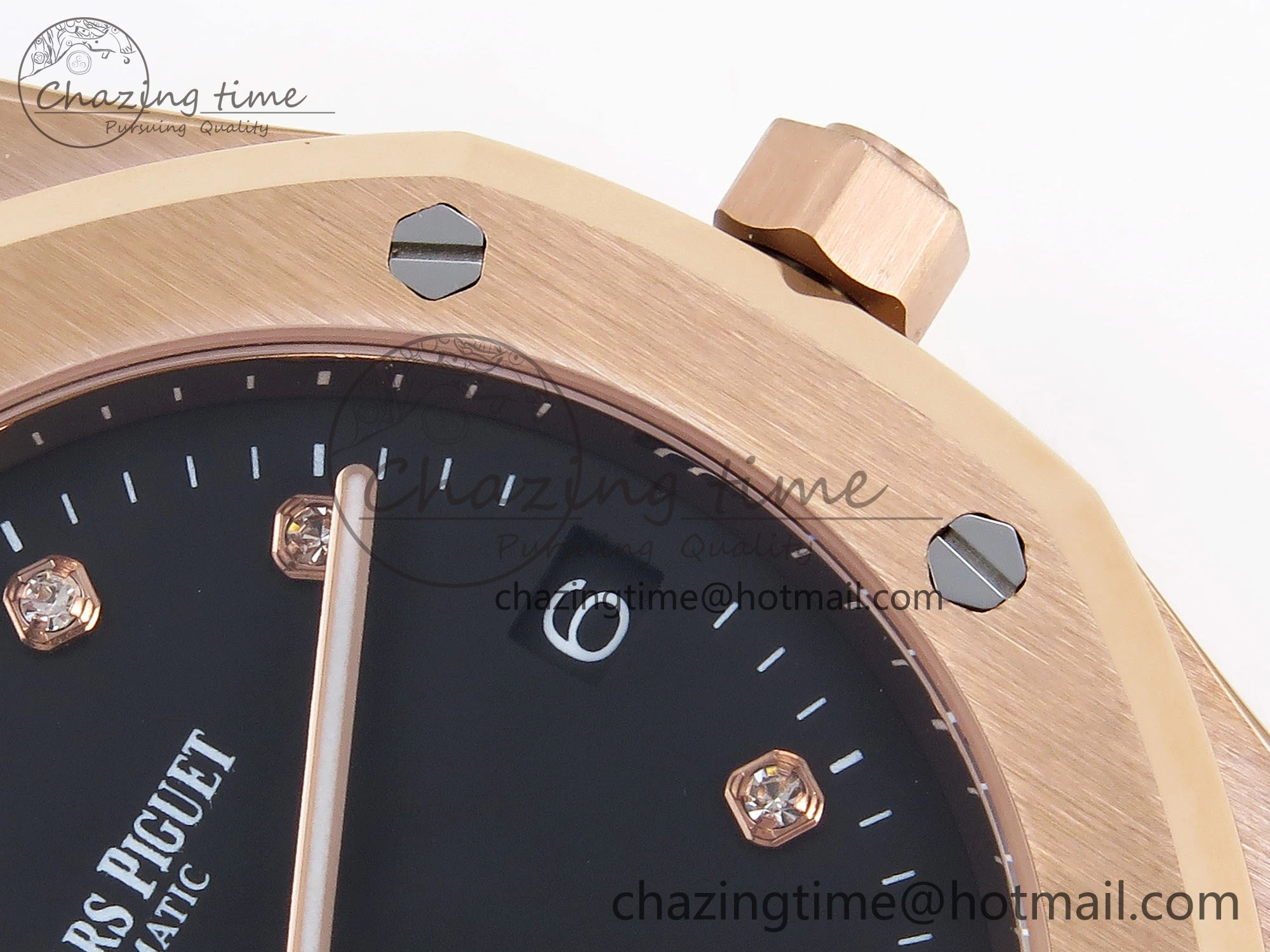 ZeroBulk ROYAL OAK 39MM 15202 RG IPF 1:1 BEST EDITION BLACK DIAMONDS DIAL ON RG BRACELET A 4501