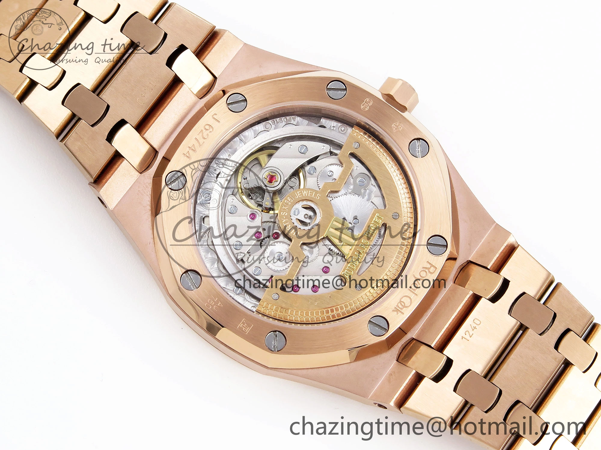 TravelReady ROYAL OAK 39MM 15202 RG IPF 1:1 BEST EDITION BLUE TEXTURED DIAL ON RG BRACELET A 4502