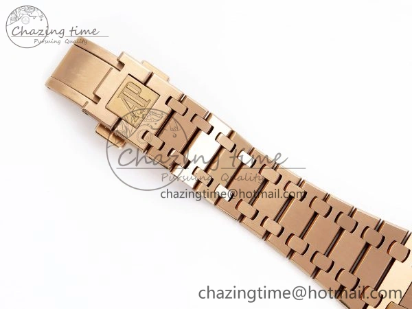 TravelReady ROYAL OAK 39MM 15202 RG IPF 1:1 BEST EDITION BLUE TEXTURED DIAL ON RG BRACELET A 4502