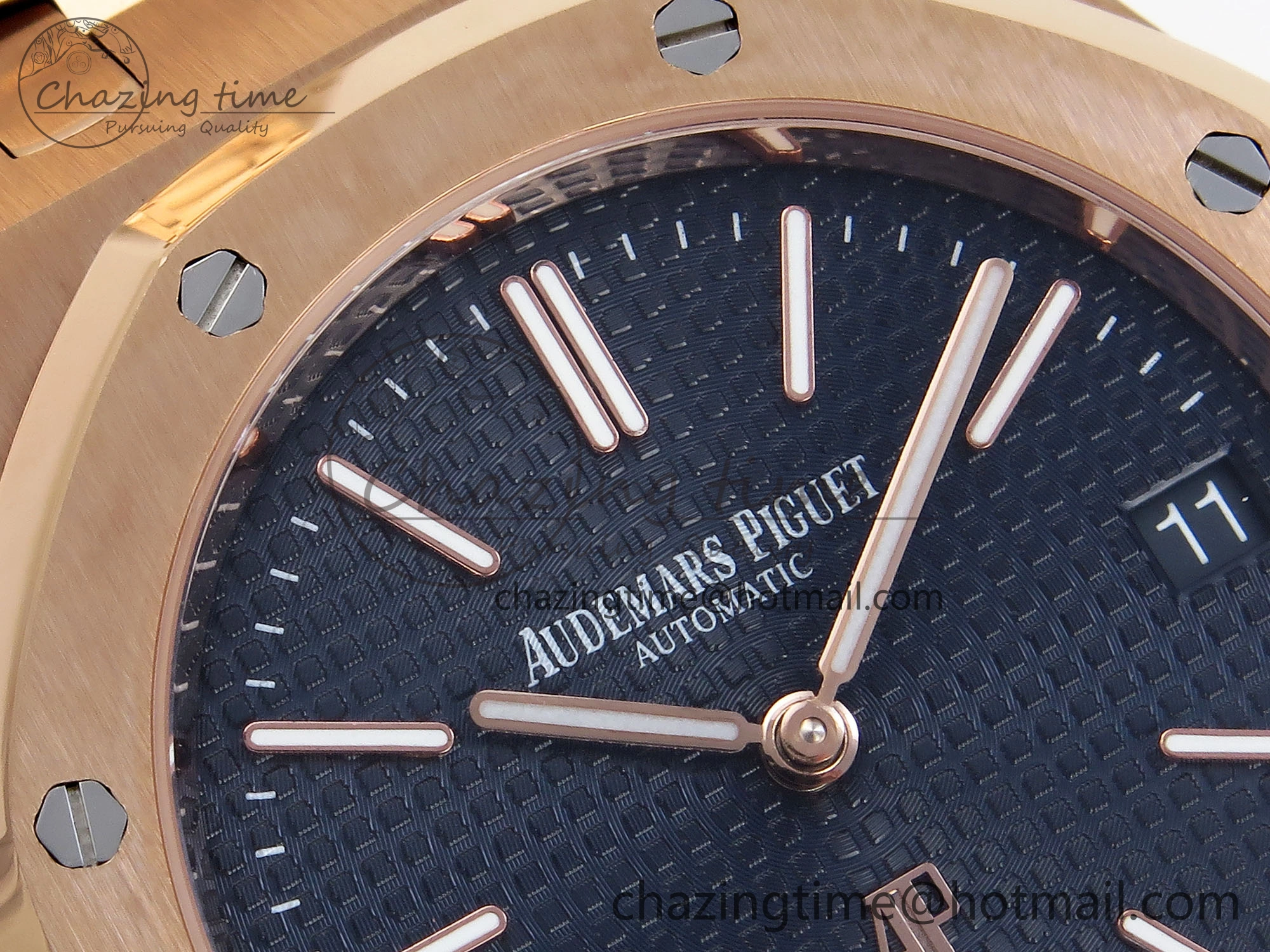 TravelReady ROYAL OAK 39MM 15202 RG IPF 1:1 BEST EDITION BLUE TEXTURED DIAL ON RG BRACELET A 4502