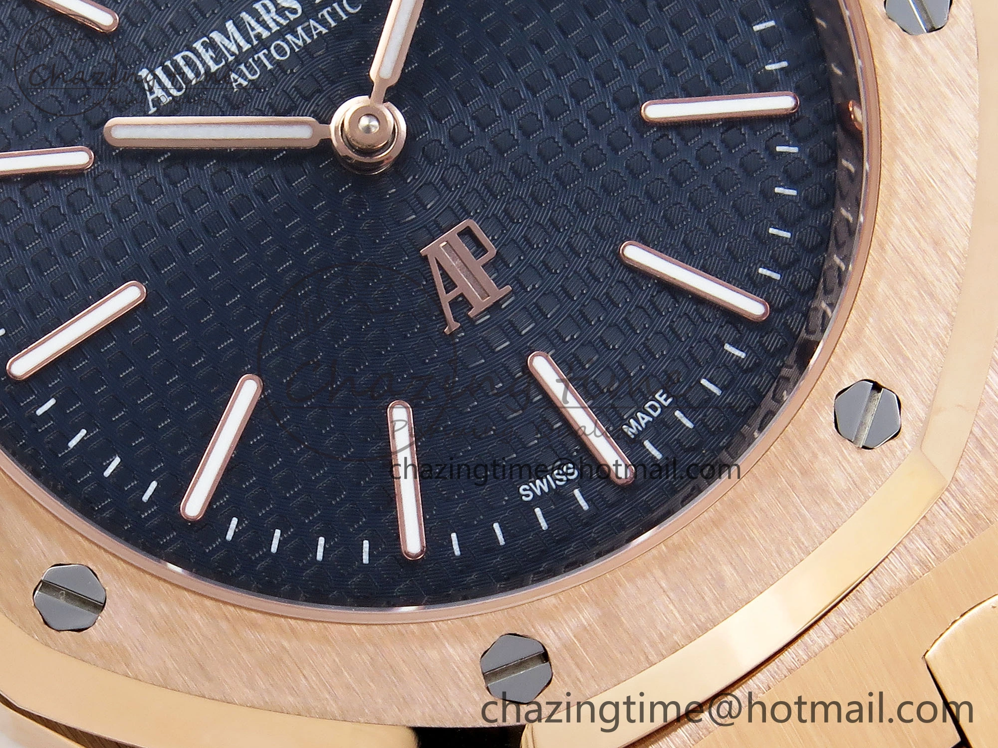 TravelReady ROYAL OAK 39MM 15202 RG IPF 1:1 BEST EDITION BLUE TEXTURED DIAL ON RG BRACELET A 4502