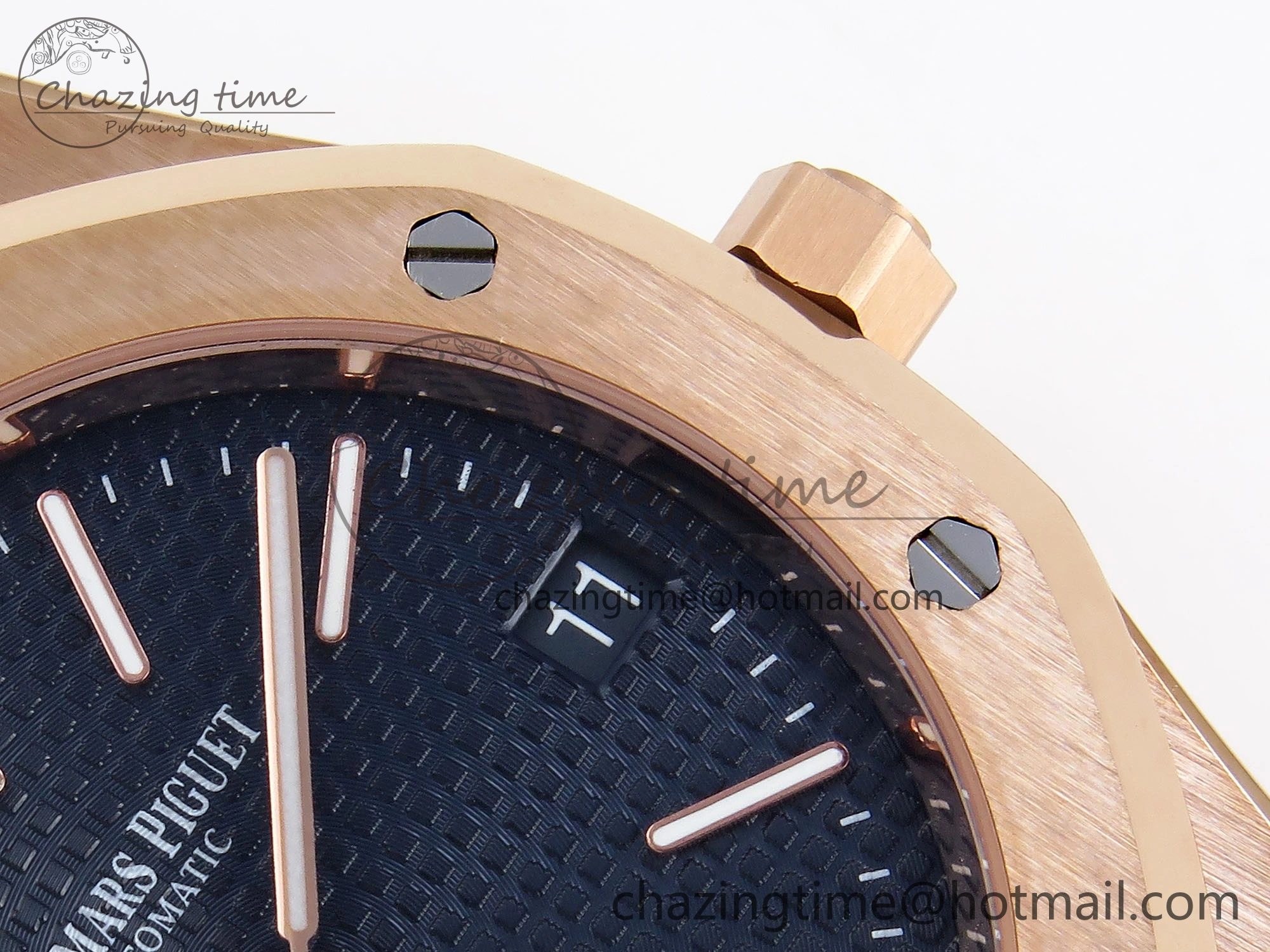 TravelReady ROYAL OAK 39MM 15202 RG IPF 1:1 BEST EDITION BLUE TEXTURED DIAL ON RG BRACELET A 4502