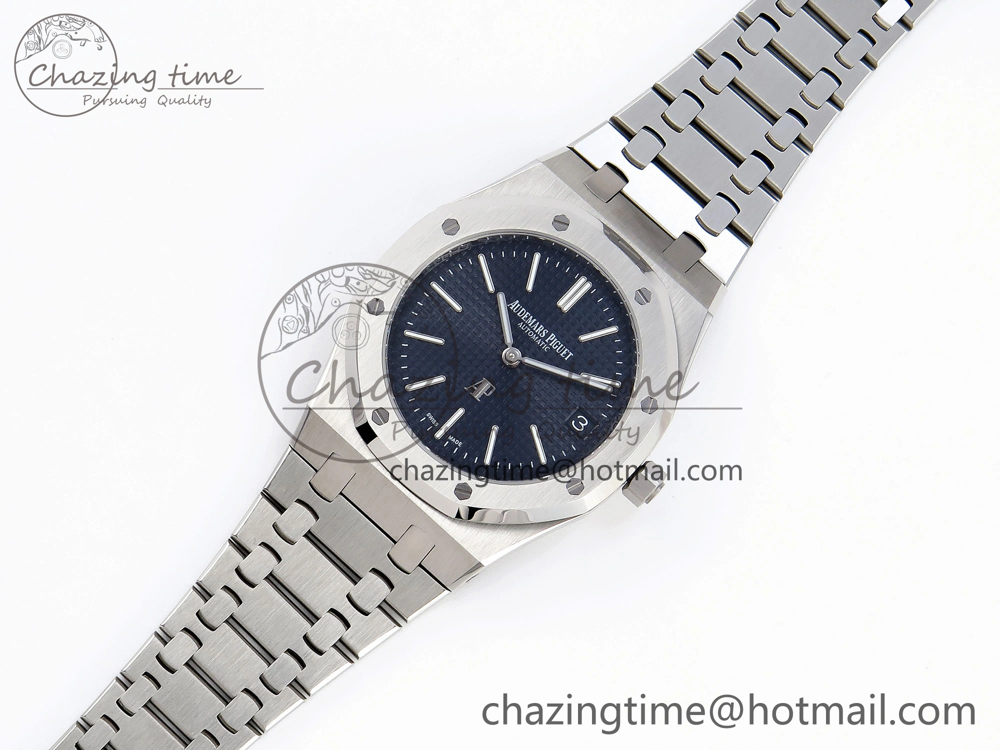 Lightweight ROYAL OAK 39MM 15202 SS IPF 1:1 BEST EDITION BLUE TEXTURED DIAL ON SS BRACELET A 4497