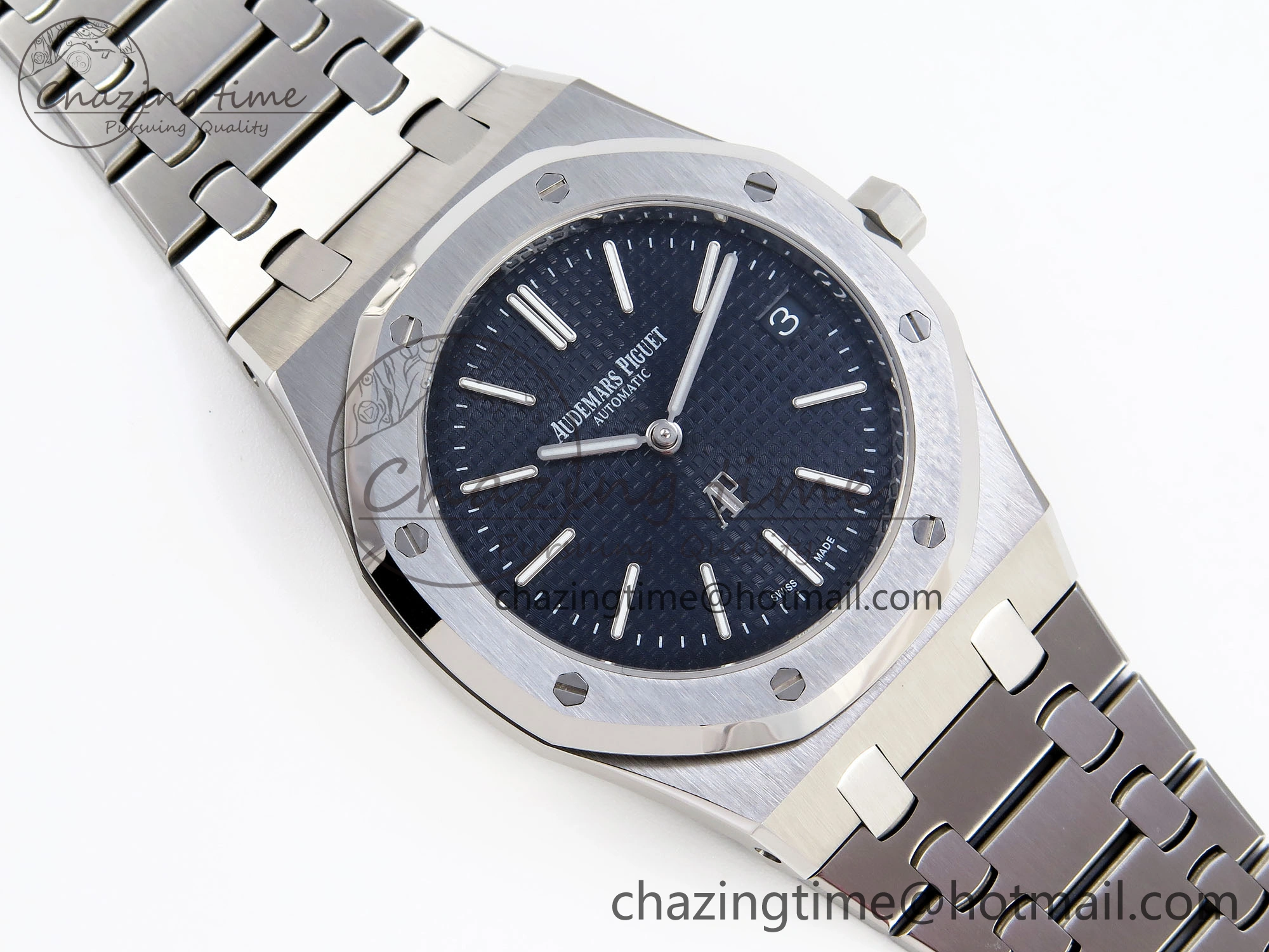 Lightweight ROYAL OAK 39MM 15202 SS IPF 1:1 BEST EDITION BLUE TEXTURED DIAL ON SS BRACELET A 4497