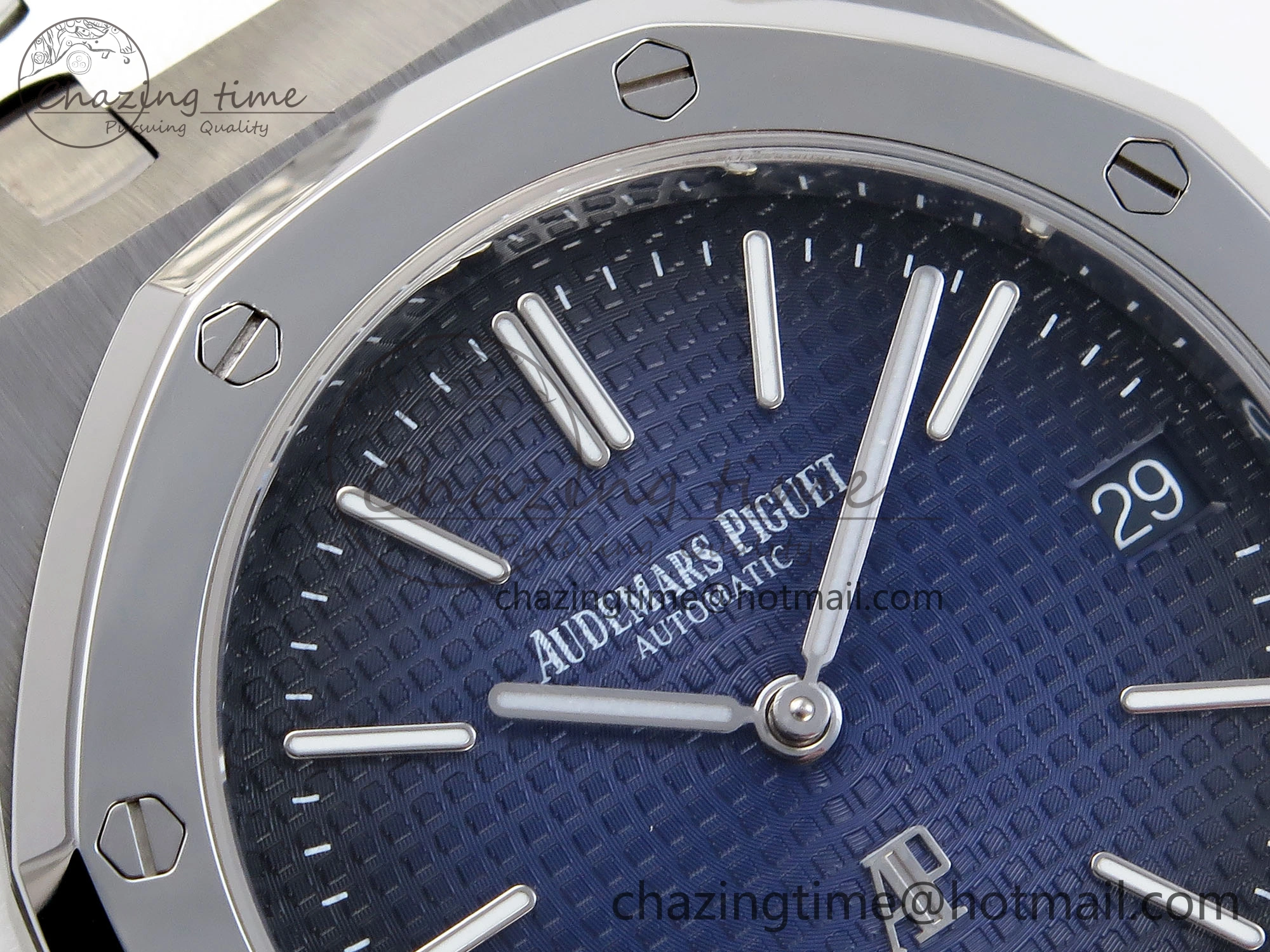 Trendsetting ROYAL OAK 39MM 15202 SS IPF 1:1 BEST EDITION BLUE BLACK TEXTURED DIAL ON SS BRACELET A 4494