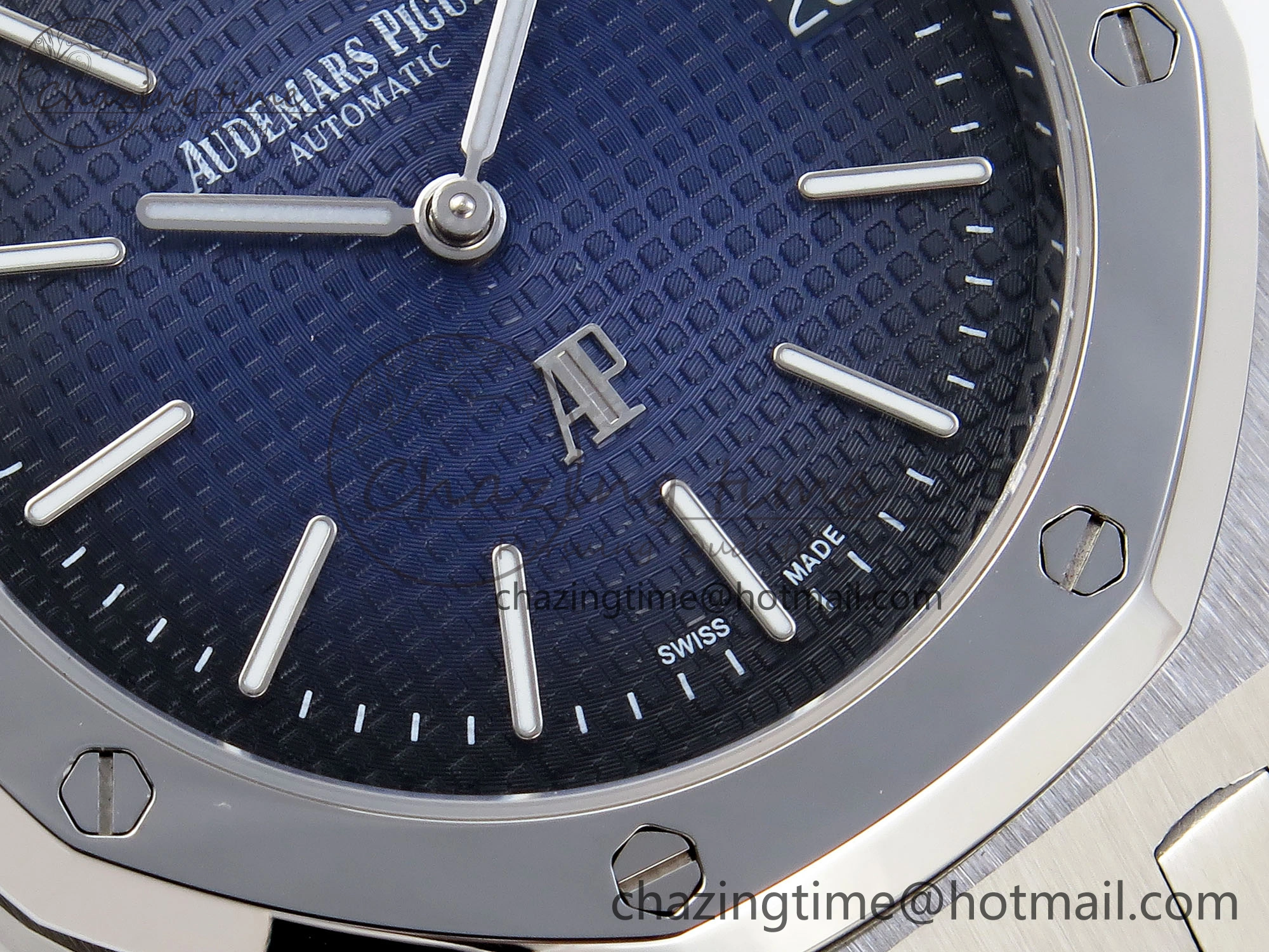 Trendsetting ROYAL OAK 39MM 15202 SS IPF 1:1 BEST EDITION BLUE BLACK TEXTURED DIAL ON SS BRACELET A 4494