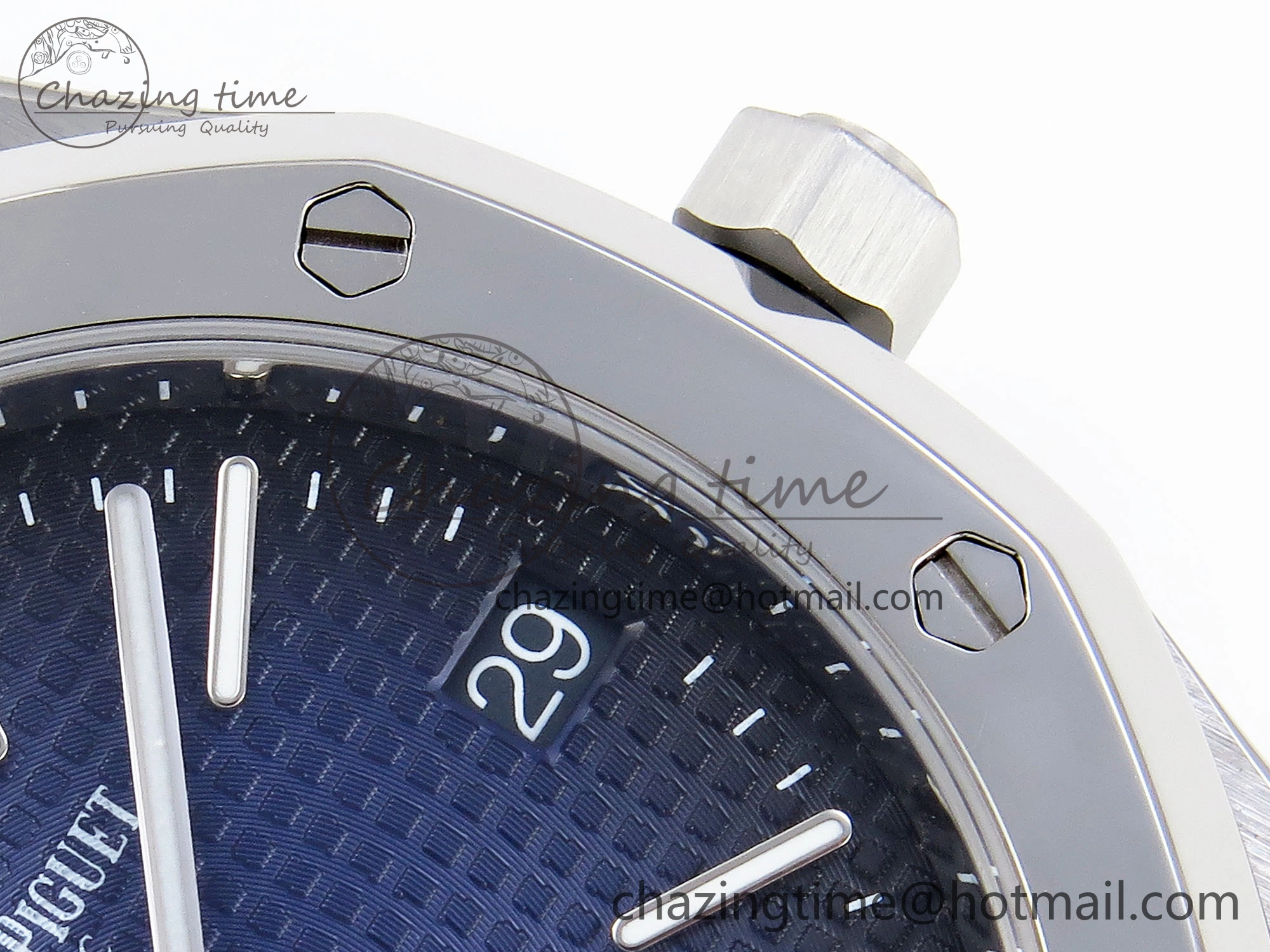 Trendsetting ROYAL OAK 39MM 15202 SS IPF 1:1 BEST EDITION BLUE BLACK TEXTURED DIAL ON SS BRACELET A 4494