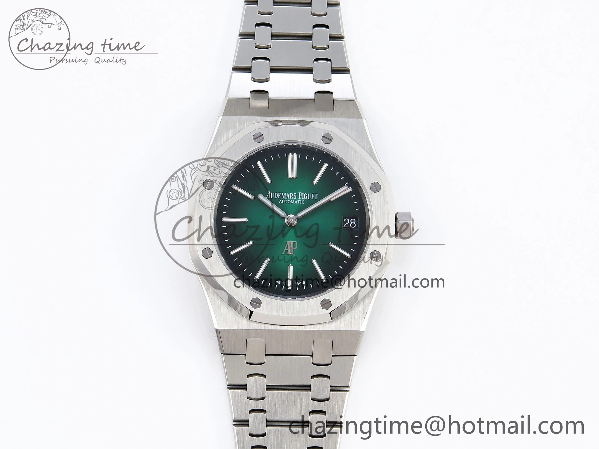 Refined ROYAL OAK 39MM 15202 SS IPF 1:1 BEST EDITION GREEN BLACK DIAL ON SS BRACELET A 4495