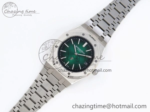 Refined ROYAL OAK 39MM 15202 SS IPF 1:1 BEST EDITION GREEN BLACK DIAL ON SS BRACELET A 4495