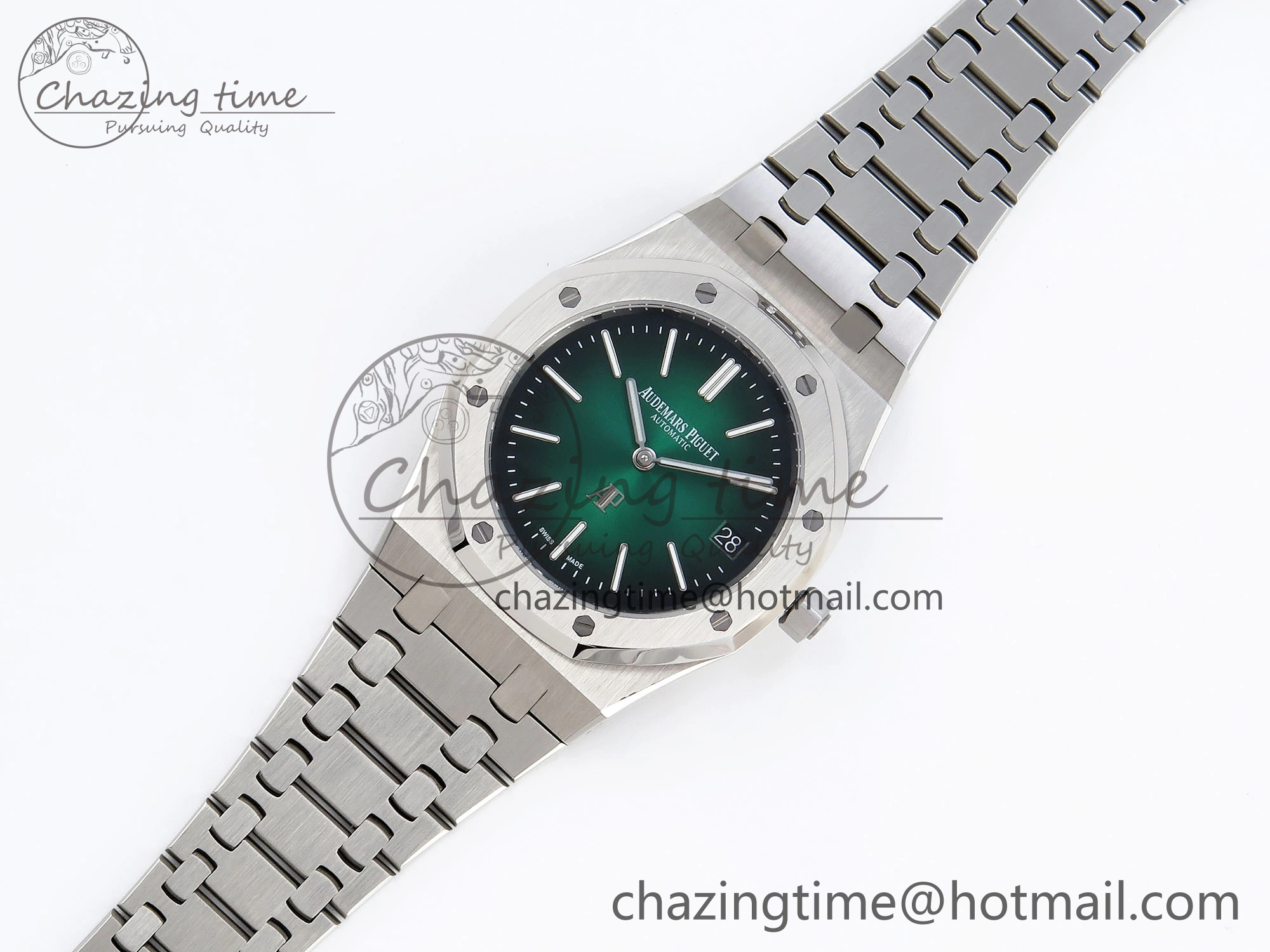 Refined ROYAL OAK 39MM 15202 SS IPF 1:1 BEST EDITION GREEN BLACK DIAL ON SS BRACELET A 4495