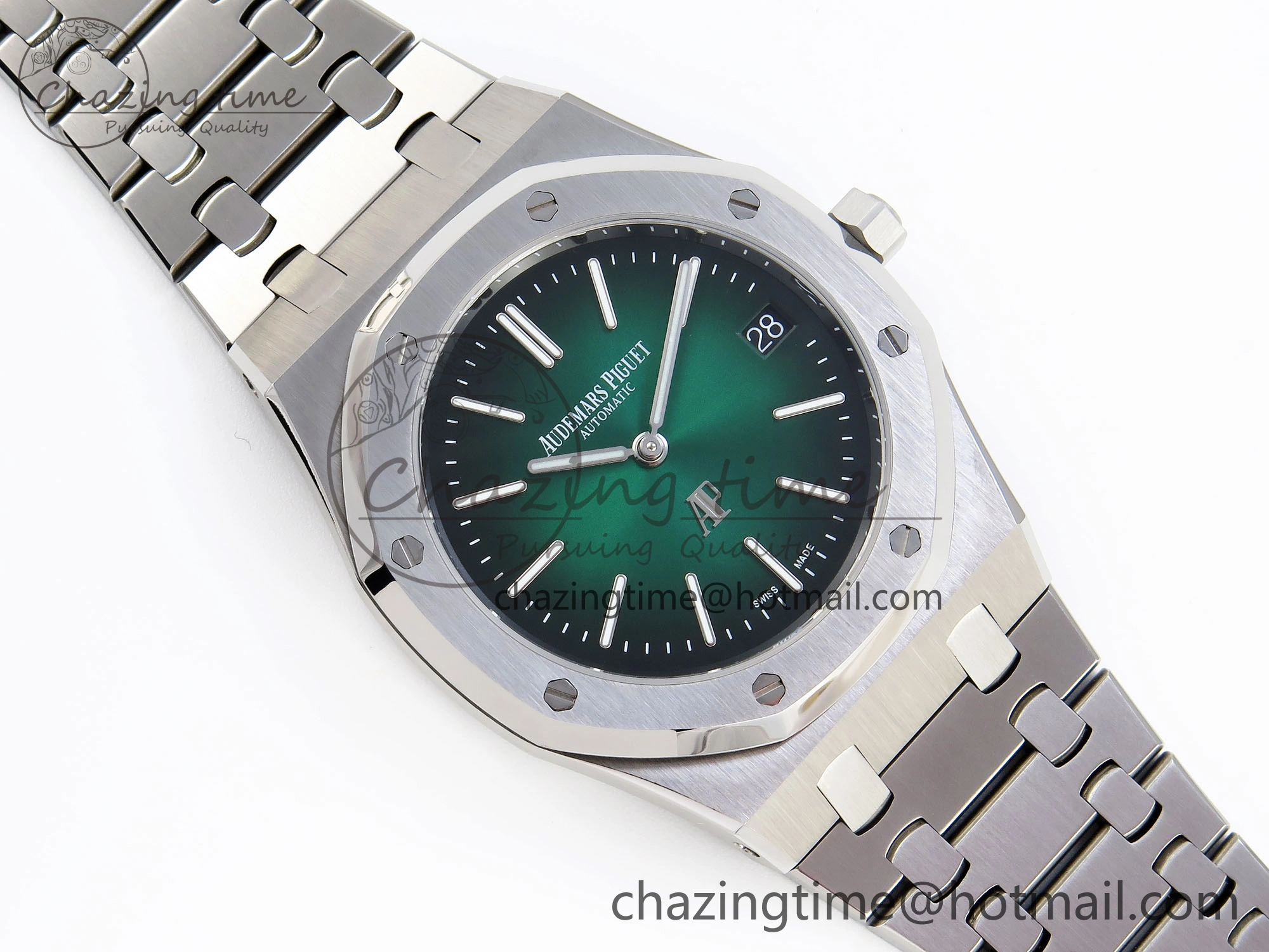 Refined ROYAL OAK 39MM 15202 SS IPF 1:1 BEST EDITION GREEN BLACK DIAL ON SS BRACELET A 4495