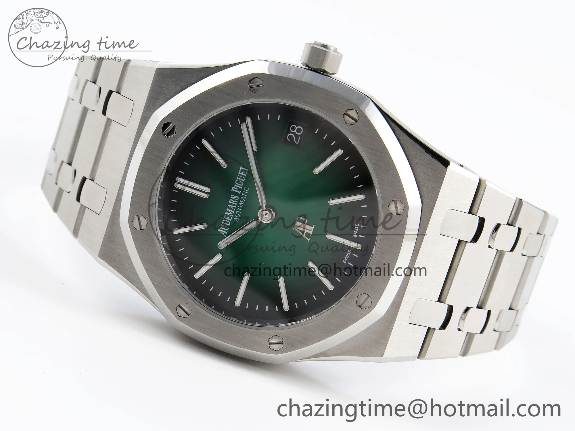 Refined ROYAL OAK 39MM 15202 SS IPF 1:1 BEST EDITION GREEN BLACK DIAL ON SS BRACELET A 4495
