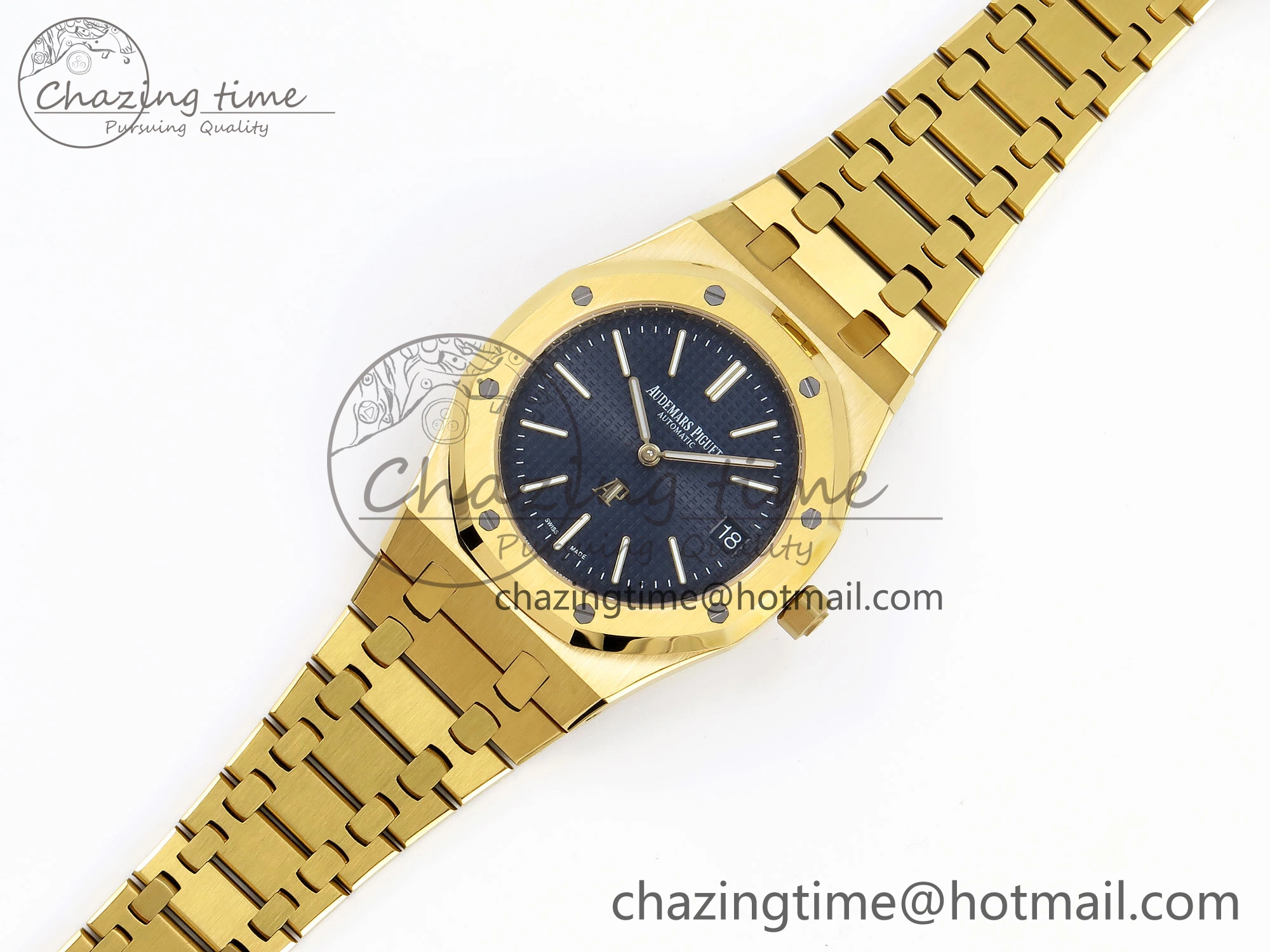 ROYAL OAK 39MM 15202 YG IPF 1:1 BEST EDITION BLUE TEXTURED DIAL ON YG BRACELET A Timeless 4506