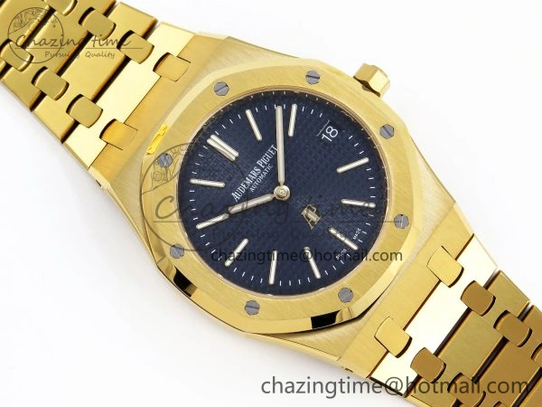 ROYAL OAK 39MM 15202 YG IPF 1:1 BEST EDITION BLUE TEXTURED DIAL ON YG BRACELET A Timeless 4506