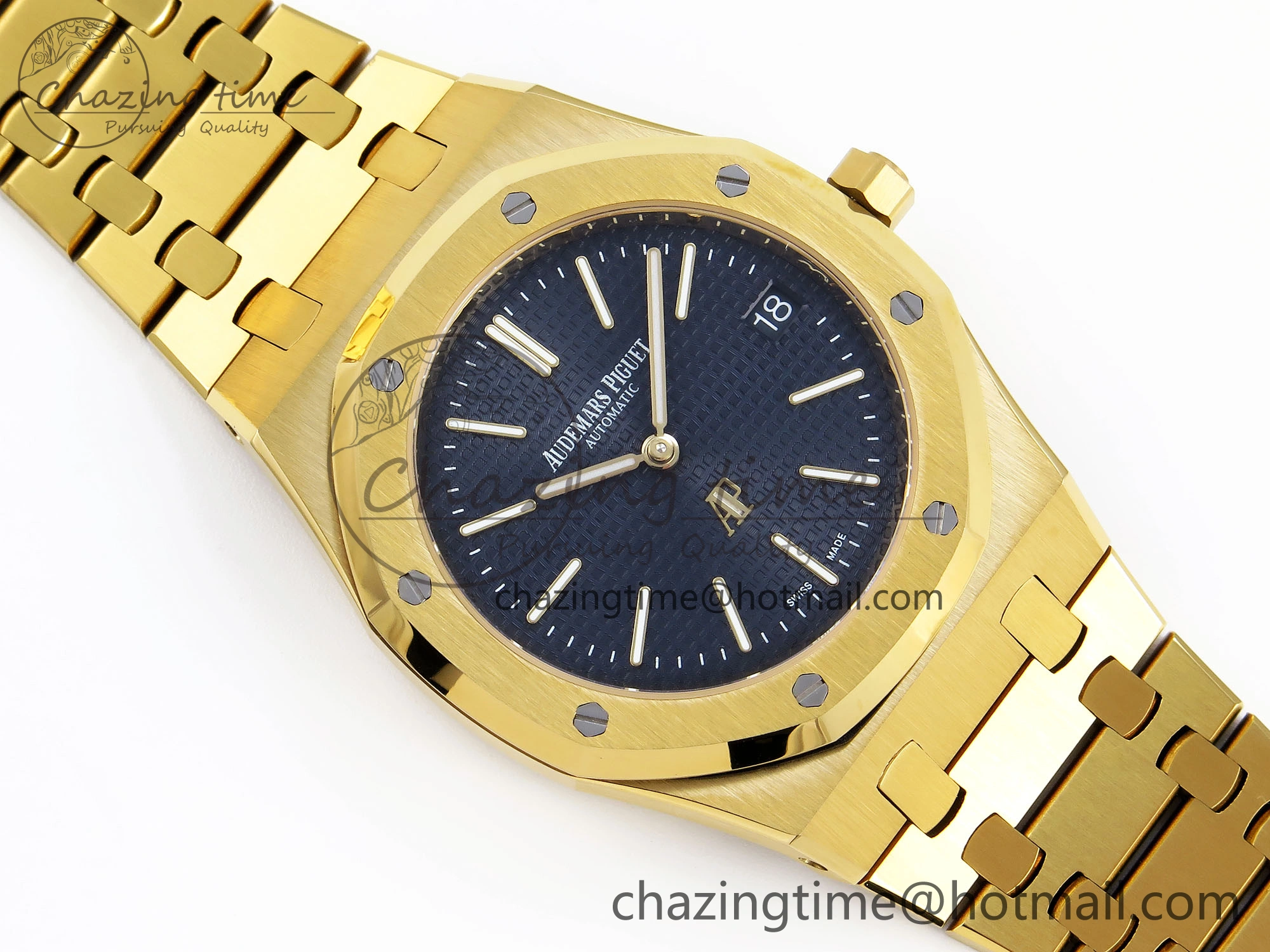 ROYAL OAK 39MM 15202 YG IPF 1:1 BEST EDITION BLUE TEXTURED DIAL ON YG BRACELET A Timeless 4506