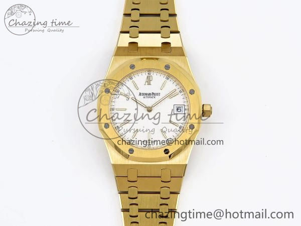 ROYAL OAK 39MM 15202 YG IPF 1:1 BEST EDITION WHITE TEXTURED DIAL ON YG BRACELET A WaterResistant 4504