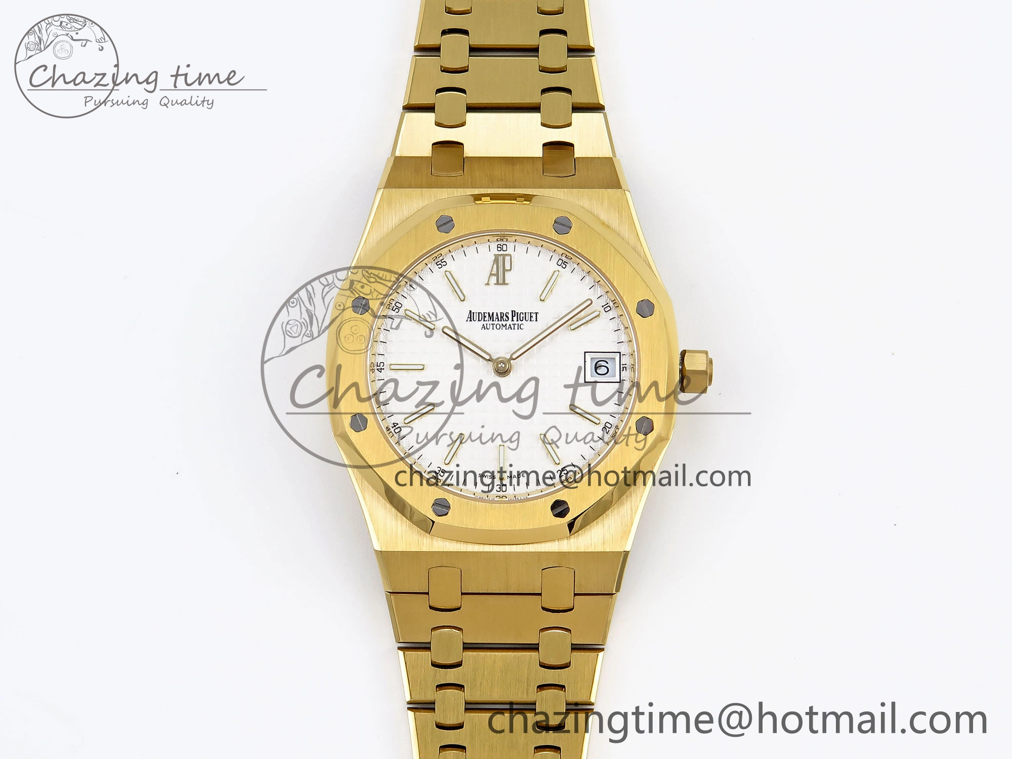 ROYAL OAK 39MM 15202 YG IPF 1:1 BEST EDITION WHITE TEXTURED DIAL ON YG BRACELET A WaterResistant 4504