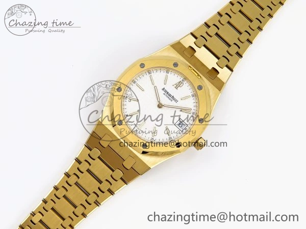 ROYAL OAK 39MM 15202 YG IPF 1:1 BEST EDITION WHITE TEXTURED DIAL ON YG BRACELET A WaterResistant 4504