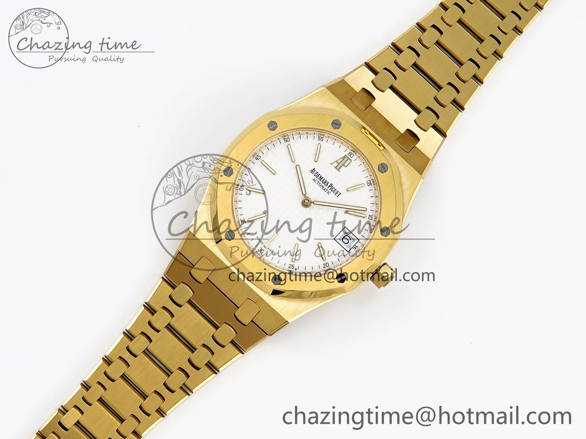 ROYAL OAK 39MM 15202 YG IPF 1:1 BEST EDITION WHITE TEXTURED DIAL ON YG BRACELET A WaterResistant 4504