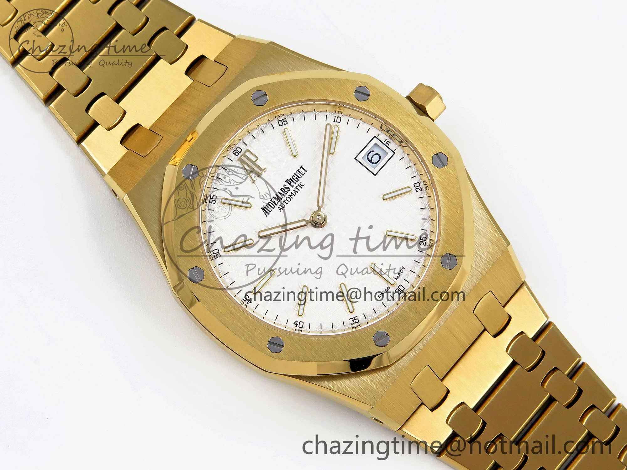 ROYAL OAK 39MM 15202 YG IPF 1:1 BEST EDITION WHITE TEXTURED DIAL ON YG BRACELET A WaterResistant 4504