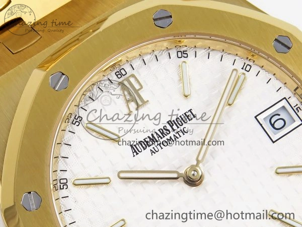 ROYAL OAK 39MM 15202 YG IPF 1:1 BEST EDITION WHITE TEXTURED DIAL ON YG BRACELET A WaterResistant 4504