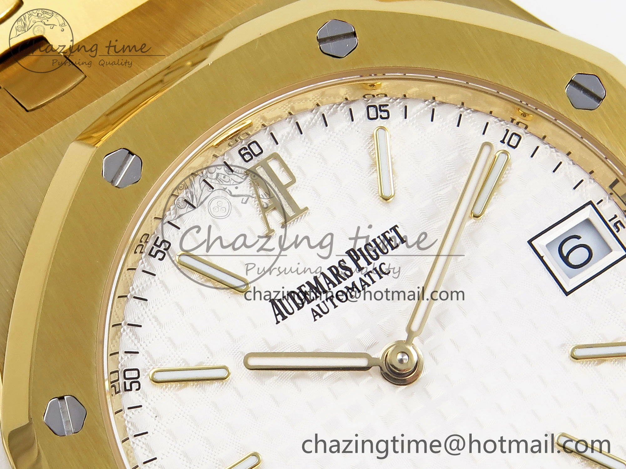 ROYAL OAK 39MM 15202 YG IPF 1:1 BEST EDITION WHITE TEXTURED DIAL ON YG BRACELET A WaterResistant 4504